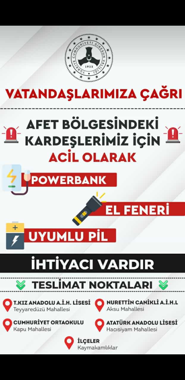 DEPREM BÖLGESİNDEKİ KARDEŞLERİMİZ İÇİN ACİL OLAN İHTİYAÇLAR